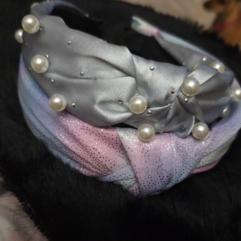 Headbands, Pearl Embellished Set - Silver and Pastel